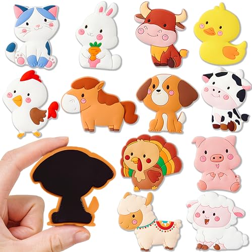 JOYIN 12 Pcs Animal Fridge Magnets for Kids, Cute Rubber Refrigerator Magnets for Kids Magnetic Toys Whiteboard Educational Learning Toys Party Favor Birthday Children Gifts