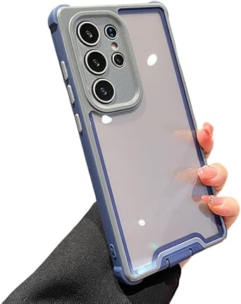 Airbag Shockproof Hybrid Protection Armor Phone Case for Samsung Galaxy S25 S24 Ultra Plus Bumper Transparent Hard Coverfor S25 Ultra/Dark Blue-Gray