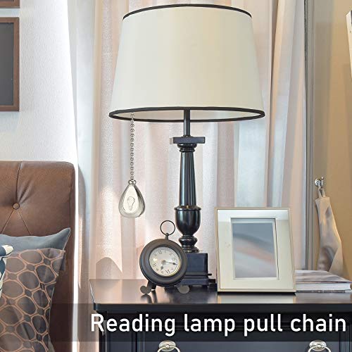Image of Patelai 4 Pieces Ceiling Fan Pull Chain Extender Ornament 12 Inch Ceiling Pull Chain Extension Classic Drop Shaped Pendant Beaded Ball Cord for Fan light lamp decorative with Connector(Silver)