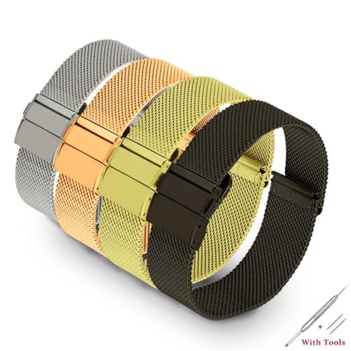 Correa de reloj 16 mm acero inoxidable recambio banda universal 5