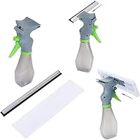 Vista 3 de Limpiador de ventanas 3 en 1, limpiador de ventana de microfibra, herramienta de limpieza de vidrio con botella rociadora para ventana del hogar