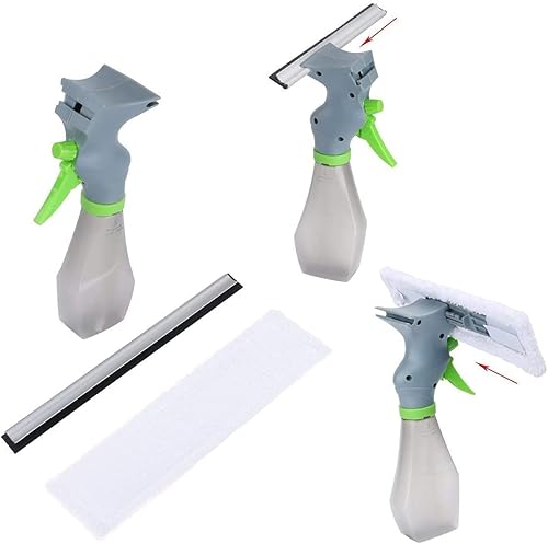 Miniatura 3 de Limpiador de ventanas 3 en 1, limpiador de ventana de microfibra, herramienta de limpieza de vidrio con botella rociadora para ventana del hogar,