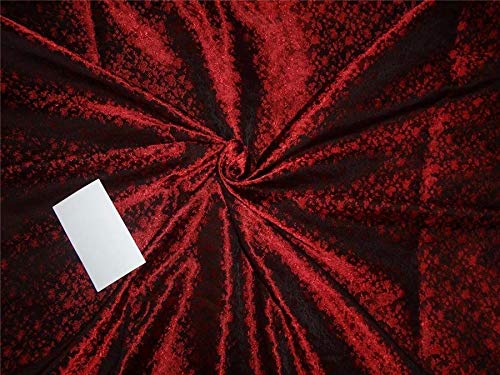 Brocart de soie noir bordeaux motif jacquard relief laize 112cm