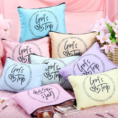 Reginary 9 Pcs Girls Trip Gifts Favors Girls Trip Makeup Bags Toiletry Cosmetic Bag Bestie Friendship Gifts for Women Christmas Wedding Bachelorette Valentine s Day Party Favors2