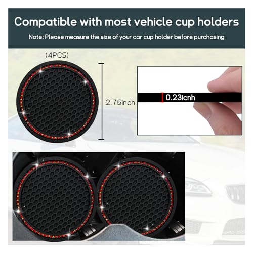 Portavasos para carro Dickno con 4 piezas brillantes miniatura 2