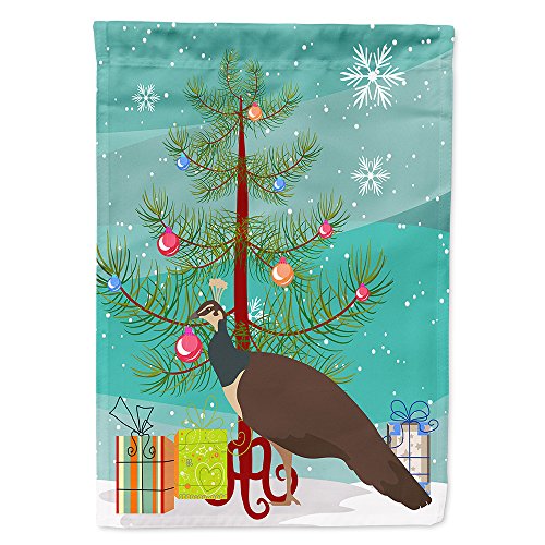 Drapeau paon de Noël grand format en toile pour décoration jardin extérieure