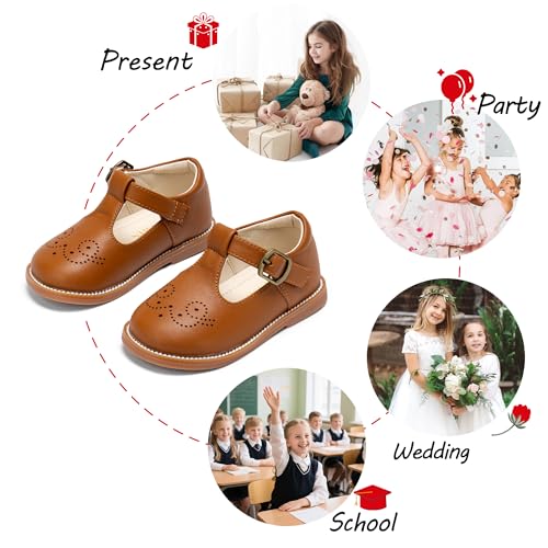Image of PHIRAMIN Toddler Girl Mary Jane Student Oxford Shoes-Little Girl School Uniform Shoes for Wedding Party