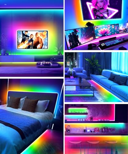 Image of MORIACC TV Led Lights 16.4ft, Led Backlight for 45-75 Inch TV, Music Sync Color Changing Led Strip with Bluetooth App & Remote, USB Powered Ambient Lighting for Bedroom Gaming Home Decor