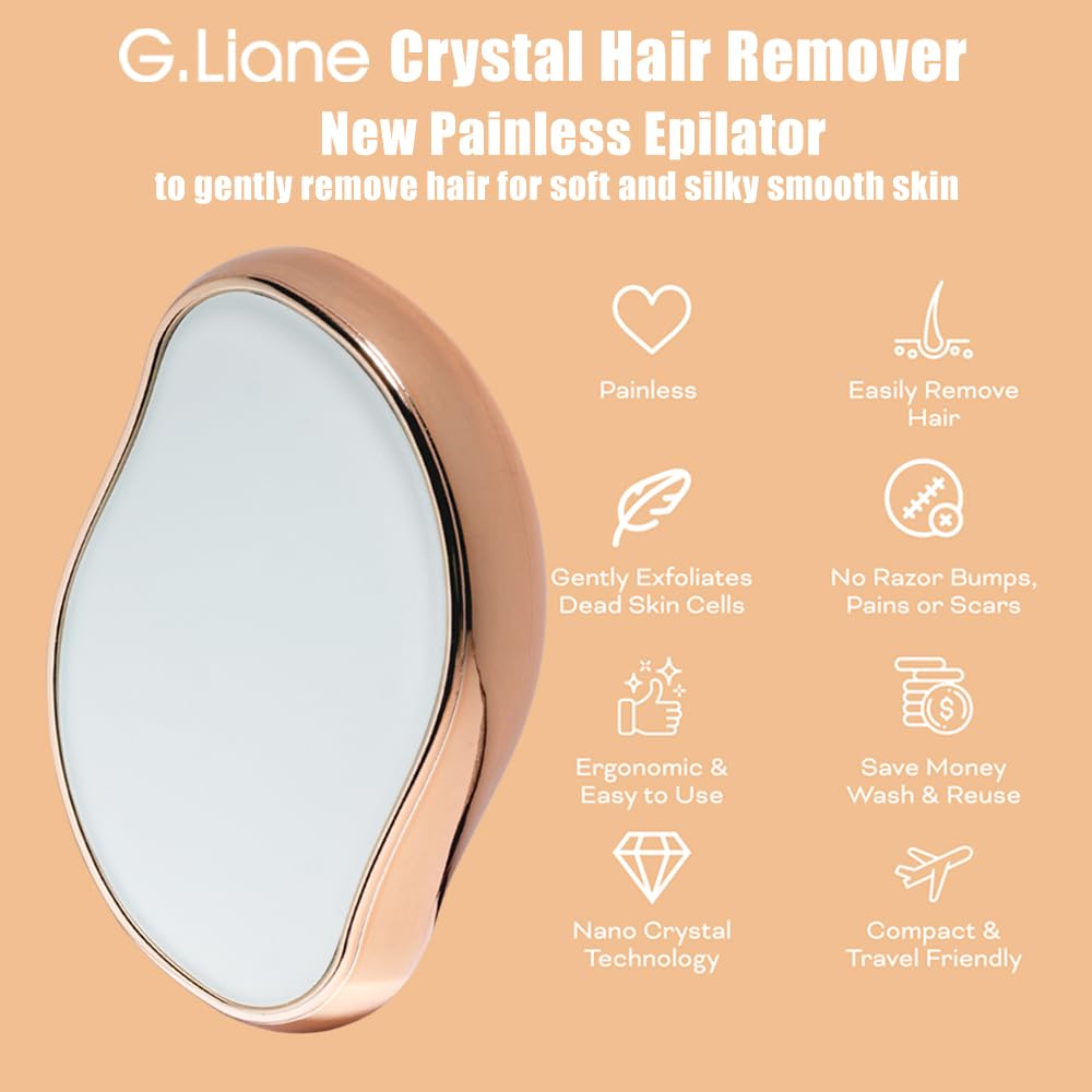 G.Liane Crystal Hair Eraser,Painless Nano Hair Removal,Magic Glass Hair Remover Stone,Reusable Epilator for Women and Men (Gold) - Image 2