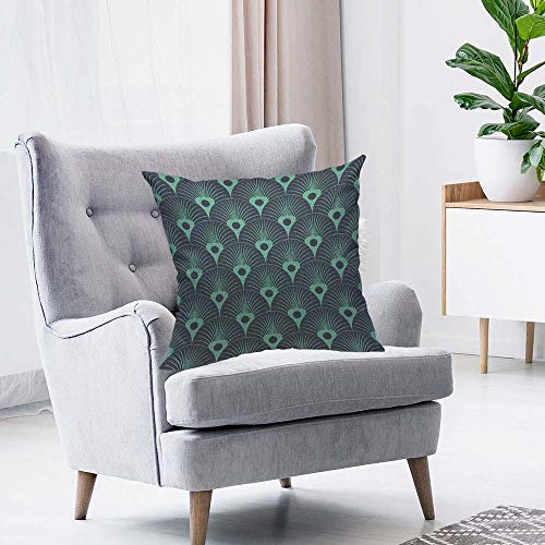 Hosnye TPC1818A158 Peacock Feather Throw Pillow Cushion Coversvintage Abstract Ornament Art Deco Beautiful Ornate Decorative Square Accent Pillow Case 18 X18 Inch thumb #2