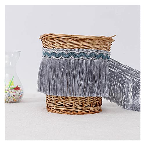 Galon de tassels bleu gris en polyester silk de 12m