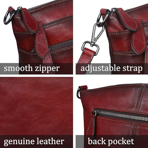 Image of HESHE Crossbody Bags for Women Genuine Leather Purses with Multi-Pockets Vintage Ladies Small Shoulder Satchel Bag
