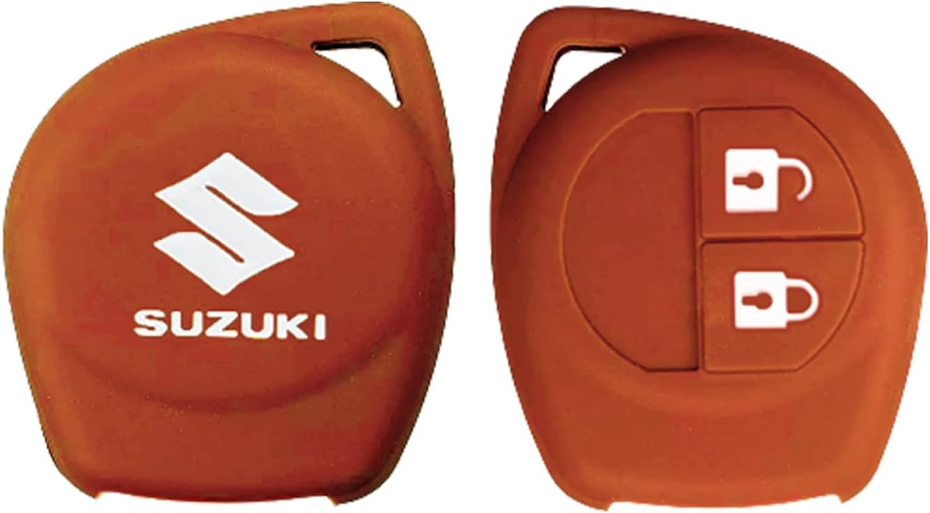 AUTOFRILL Silicone Car Key Cover for Maruti Suzuki Baleno, Grand Vitara, XL6, Swift, Brezza, Ertiga, Dzire, Celerio, Ciaz, SX4, Ignis, S Presso, S Cross, Fronx 2 Button Key Cover (Brown)