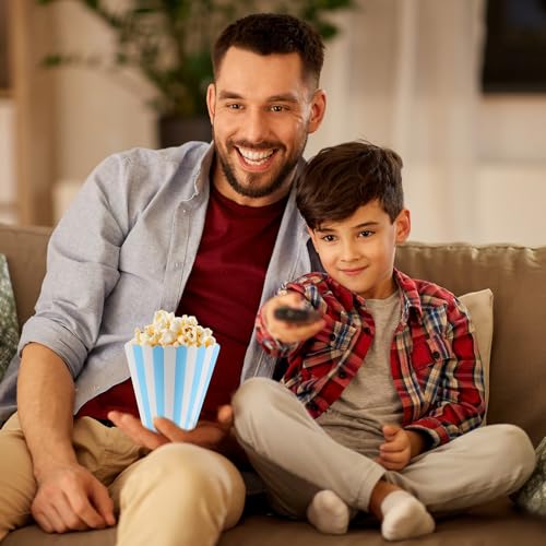 Image of 50 Pcs Popcorn Boxes Mini Paper Popcorn Box Cardboard Popcorn Container for Party Disposable Snack Candy Popcorn Bags Popcorn Holder for Movie Nights Birthday Wedding (Light blue,White)