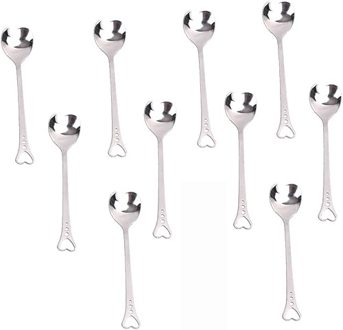 Bidlsbs - Juego de 20 cucharas de café creativas de acero inoxidable con forma de corazón para leche, espresso, azúcar y helado, cucharas, cócteles