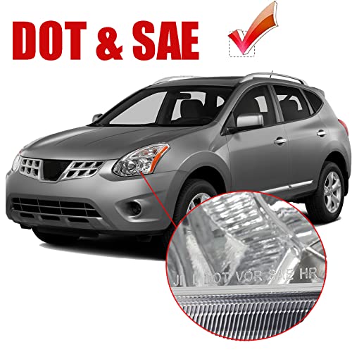 Halogen Type Headlight Assembly Compatible With 2008-2013 Rogue Chrome Amber Headlamp Replacement Left And Right #TOP6