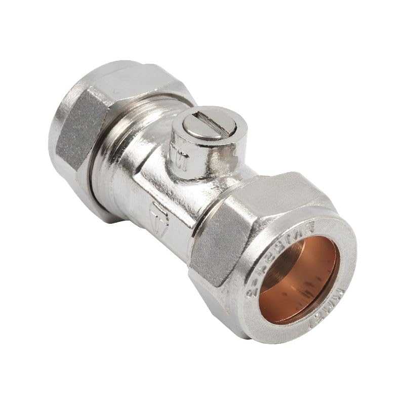 ODSUPPLIES - Pack of 2-22mm Chrome Isolation Valve - Economy