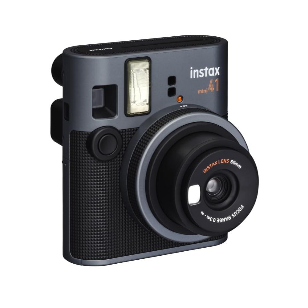 FUJIFILM INSTAX Mini 41 Instant Camera Bundle with Instax Mini Film | 20 Exposures + 4 Pack AA Batteries + Album, Borders, Stickers & Clips + Cleaning Cloth (5 Items)