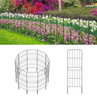 OUSHENG 38in (H) Decorative Garden Fence Fencing, 10ft (L) Rustproof Metal Wire Border Animal Barrier with Plastic Stakes for Dog Yard Patio Outdoor, Square