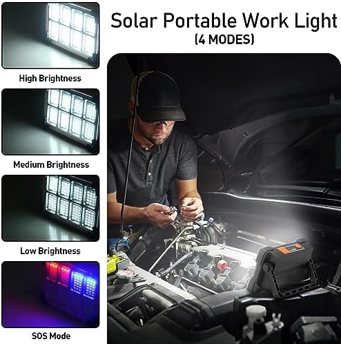 OHAYORI LED Rechargeable Work Light, Portable Floodlight with Power Bank, 4 Modes LED Camping Light, IP65 Waterproof Outdoor Emergency Security Light for Fishing,Hiking,Car Repairing