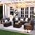 VONZOY Patio Furniture Set, 7 Pieces Outdoor Sectional Sofa, PE Wicker Backyard Conversation Set with Waterproof Cover & Coffee Table, Modular Outdoor Couch for Garden, Poolside (Brown/Grey Cushions)