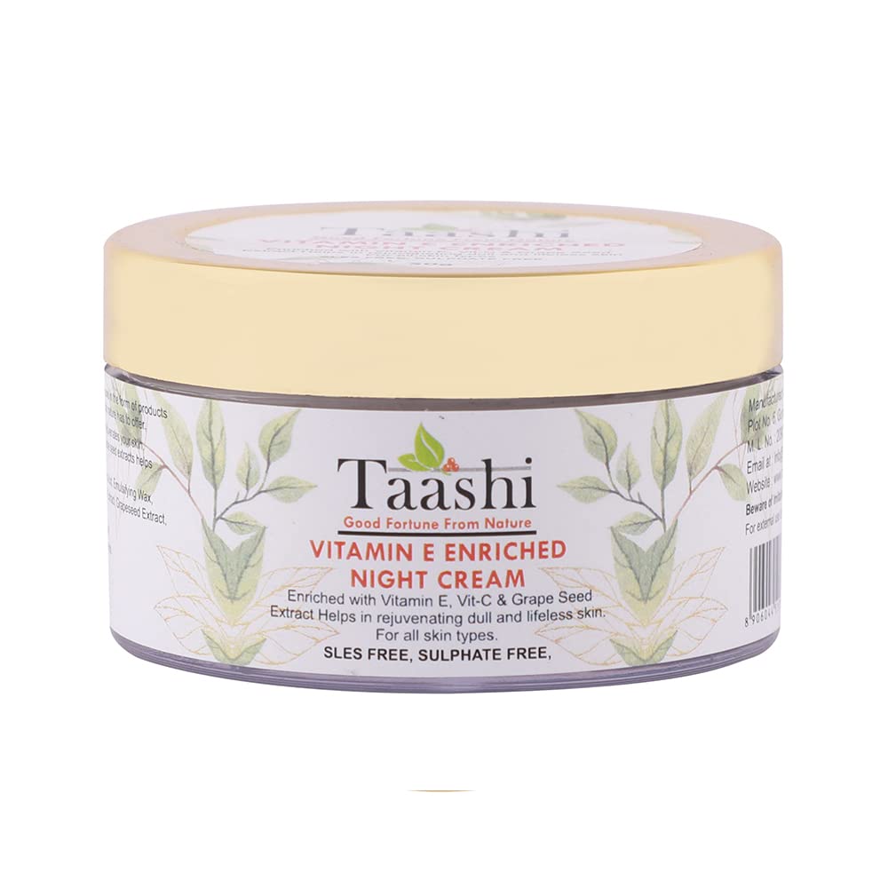 Taashi Vitamin E Enriched Night Cream- 50 Gm| ALL SKIN TYPES | SLES FREE, SULPHATE FREE