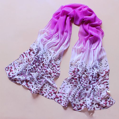Change Women Fashion Leopard Pattern Colorful Shawl Scarf Wrap (Purple)