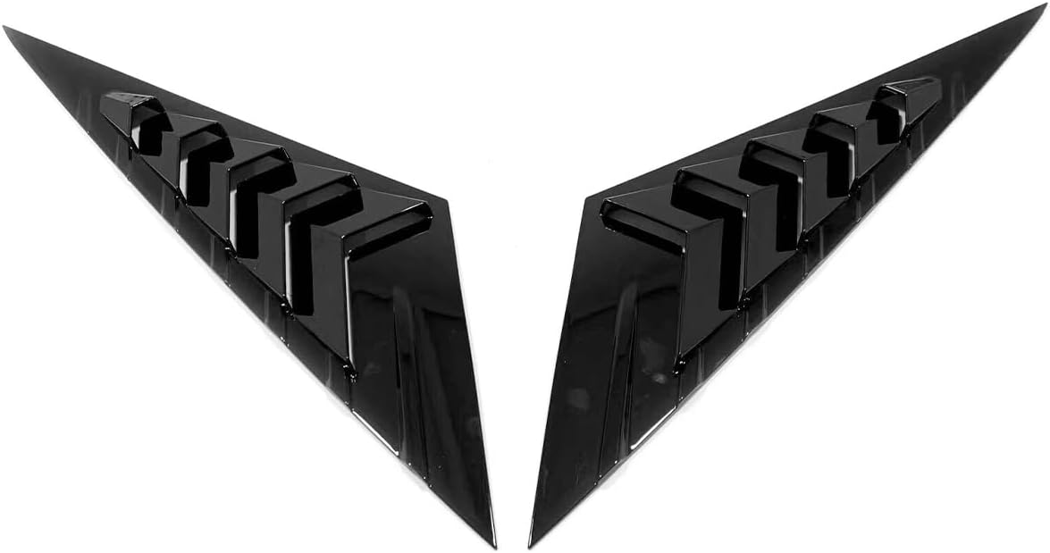 Car Accessories Fit for Hyundai Elantra 2021 2022 2023 Rear Window Shutter Louvers Cover Trim (Glossy Black) 2PCS ABS