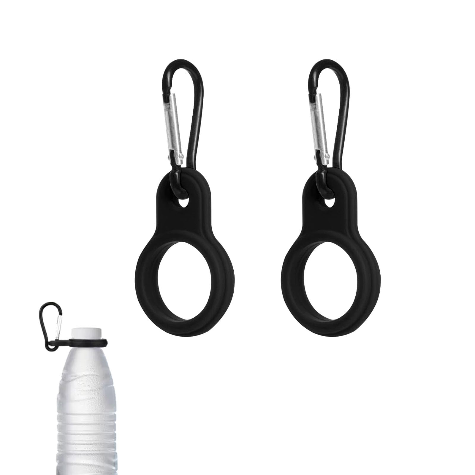 LeTradeJP ペットボトルホルダー 携帯便利 ボトルフック 耐久性 柔軟性 持ち歩き バックパック 小型 アウトドア ハイキング キャンプ 登山に 吊り下げ 水分補給 2個入り 9CM*3.5CM ブラック