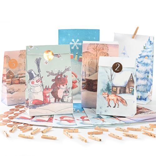 FYOJAIC Adventskalender Tüten zum Befüllen, 24 Weihnachtskalender...