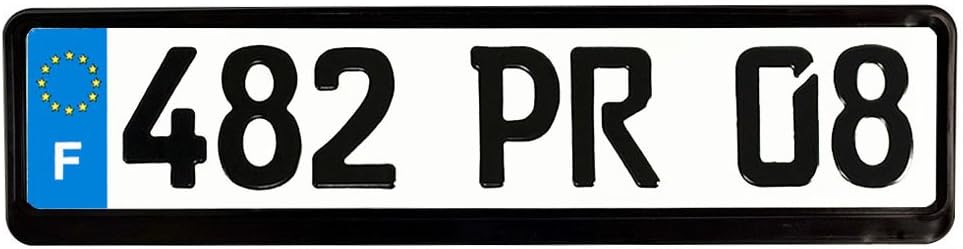 COMPLETE French FRANCE WHITE EEC European Front LICENSE PLATE TAG and FRAME (Set / Kit) for Volkswagen VW 181 Thing Amorok Beetle Caddy Corrado Dasher Eos Fox Gol Saeiro Parati Fox CrossFox Sacefox Gold Rabbit Caribe Golf Plus Jetta Bora Vento Karmann Ghia Lupo New Beetle Passat Quantum Phaeton Polo Scirocco Sharan SP2 Tiguan Toureg Touran Transporter Caravelle Microbus Vanagon Eurovan Type 3 4 Routan Vento