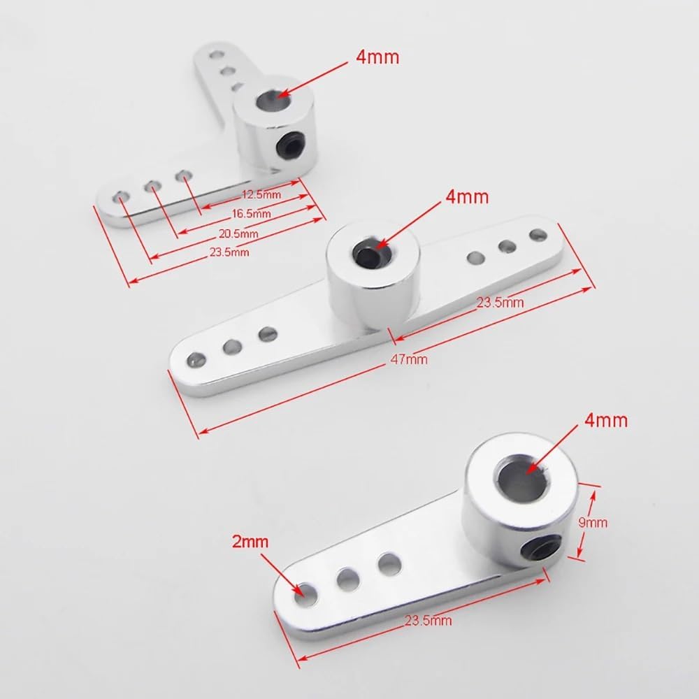 RC Boat Metal Steering Rudder 4mm Servo Arm Metal CNC Horn Steering Rudder Arm Adapter for RC Boat Mono(Straight arm)