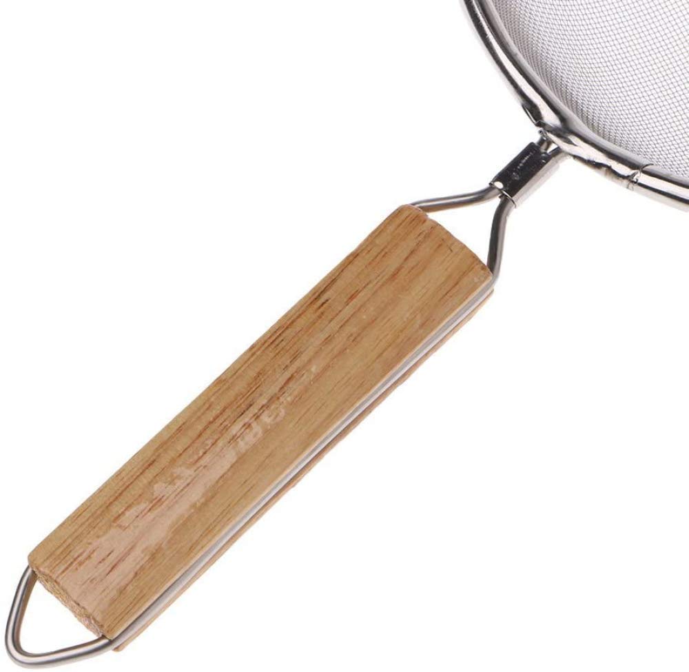 Colador de acero inoxidable Colador Colador Tamiz Cuchara de fideos de mango largo, Colador de harina, Colador de malla fina-18.5cm