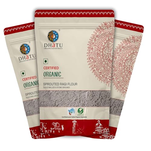 Image of Dhatu Organics inchSprouted inch Ragi Flour 500g (Pack of 3) | No Added Sugar - No Salt | Food for children and all ages | Madua /Nachni /Kelvaragu Atta