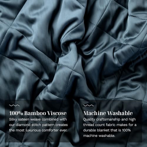 Image of LUXOME Lightweight Blanket | 100% Rayon (Viscose) from Bamboo Fabric & Fill | King /Cal King - 98 inchx92 inch | Thermal-Regulating | Ocean