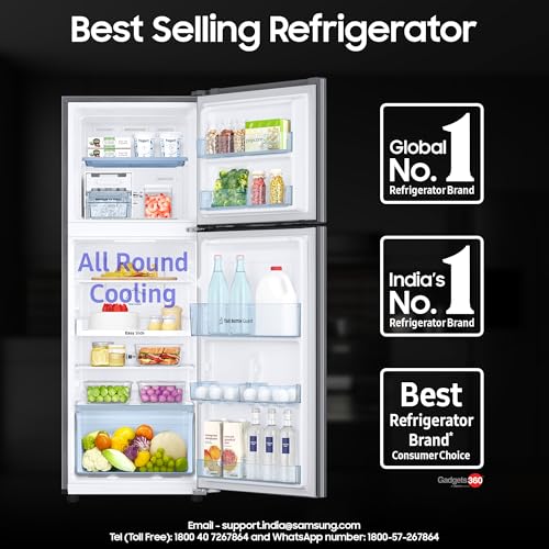 Image of Samsung 236 L, 2 Star, Digital Inverter, Frost Free Double Door Refrigerator (RT28C3032GS /HL, Gray Silver)