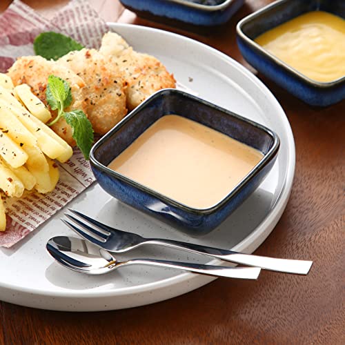 vancasso Stern 6 Oz Dipping Bowls, 3.7 Inches Ceramic Soy Sauce Dish, Square Side Dishes, Small Appetizer Plates Set of 4 - Image 6