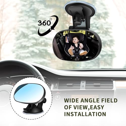 Image of Junecarp 360 Adjustable Baby Car Mirror,HD Suction-Cup Style Car Seat Mirror for Baby Rear Facing,Carseat Mirrors Rear Facing Essential Interior Car Accessories Fit for Cars SUVs (Suction Cup)