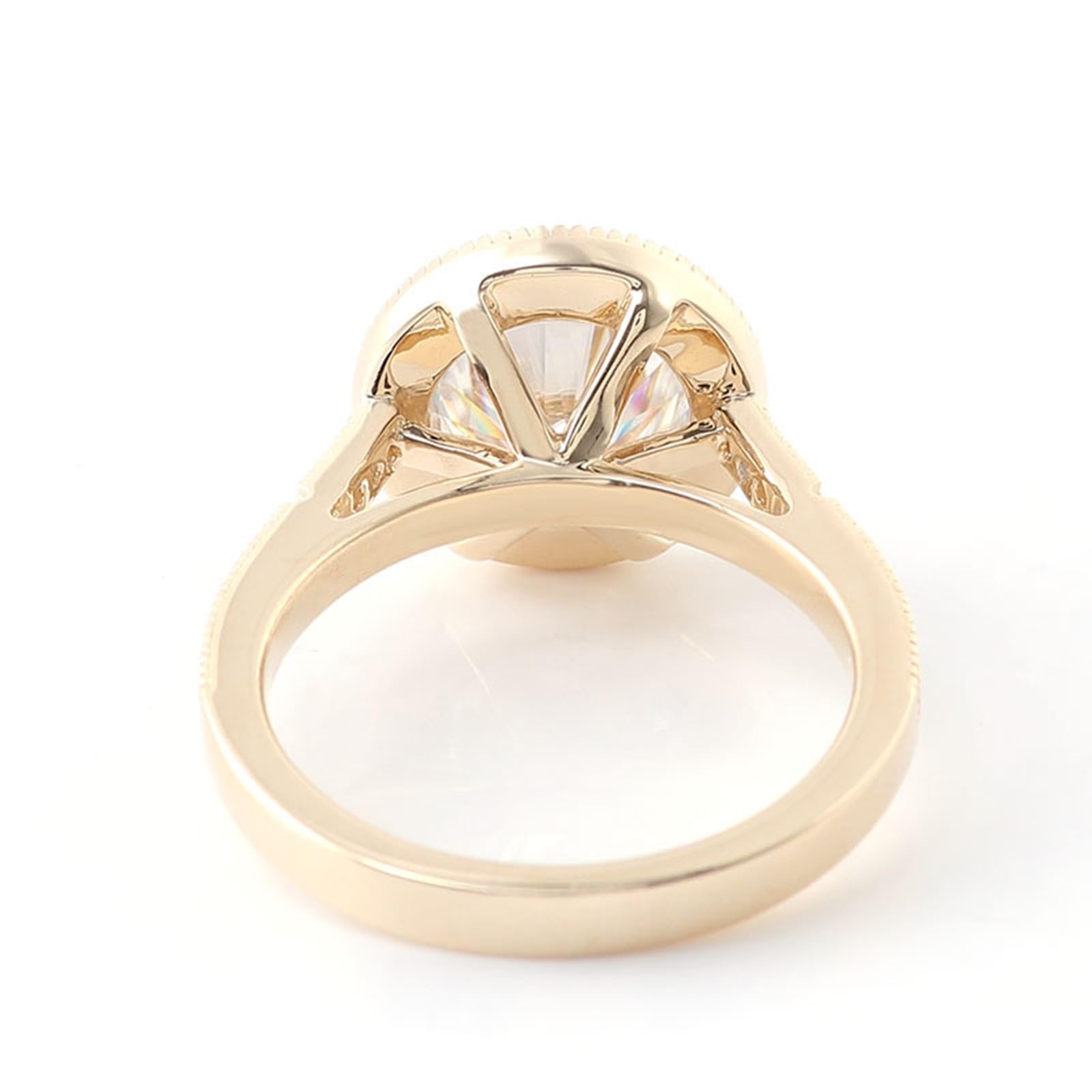 Złote pierścionki damskie 375, obrączki ślubne, żółte złoto 9-karatowe, halo, pierścionek zaręczynowy z Moissanite 3 ct D Color VVS1 dla kobiet, rozmiar 51 (16,2)