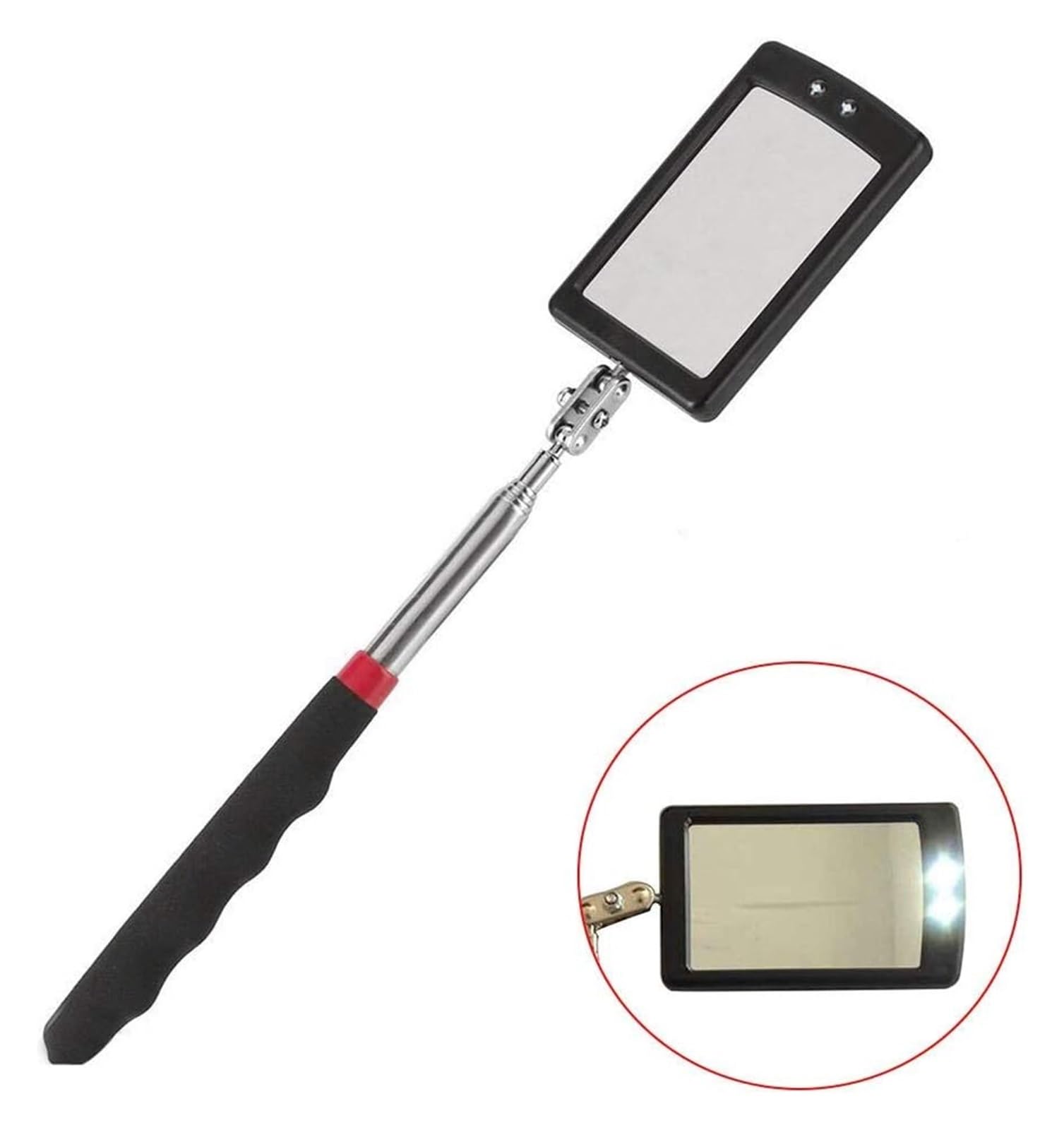 Espejo de Inspección Debajo del Vehículo, Espejo de inspección telescópico de pared con luz LED for parte inferior de vehículo, herramienta de detección giratoria for coche, espejo de inspección