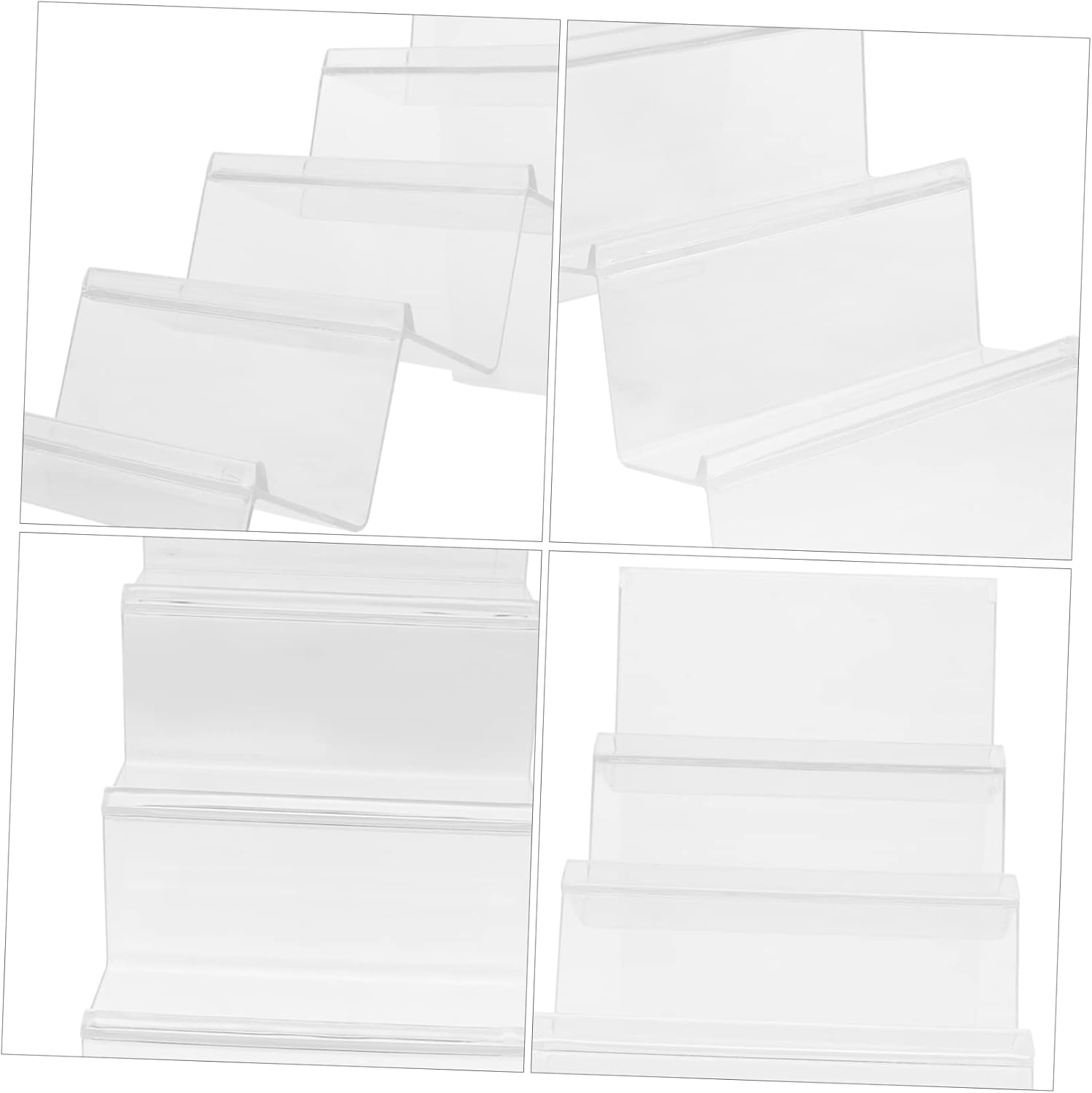 Acrylic Purse Display Stand Set of 2 14cm Wide 4-Tier Wallet Organizer for Boutique Showcases Desktop Display Rack for Handbags and Accessories