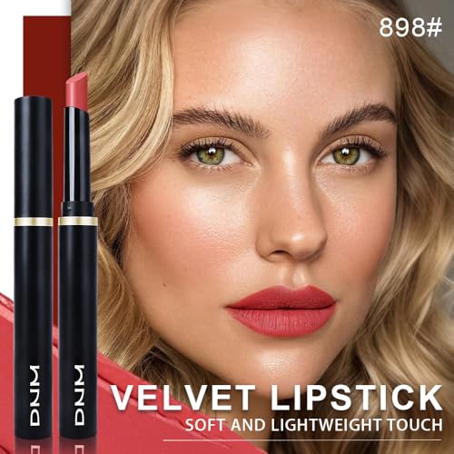 Image of evpct Crimson Red Velvet Matte Lipstick, High Pigmented Slim Lipstick Long Lasting Waterproof for Women, Velvet Silky Lip Stick Stain Color Makeup Blendable 24 Hours Original Makeup Labiales, 898#