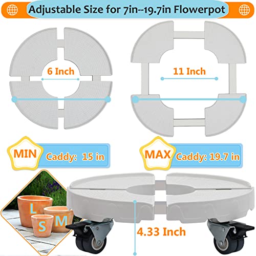 White Plant Stand With Wheels,Adjustable 15Inch To 20Inch Heavy Duty Plant Caddy 440Lbs Capacity Rolling Plant Stand With Casters For Large Potted Planter Round Plant Dolly Roller Base Tray Coaster… #TOP1