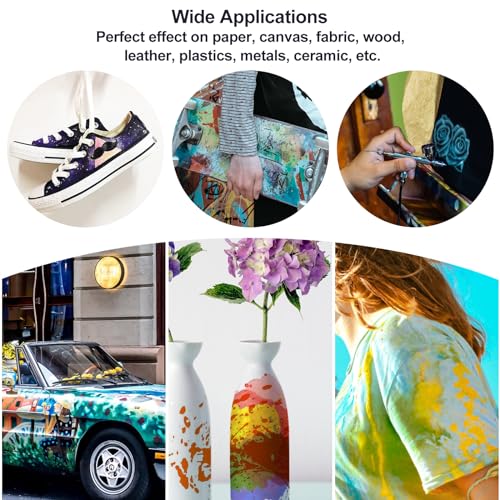 Tinta para aerógrafo, kit de tinta acrílica de 20 cores, à base de água, cores opacas e neon, cores