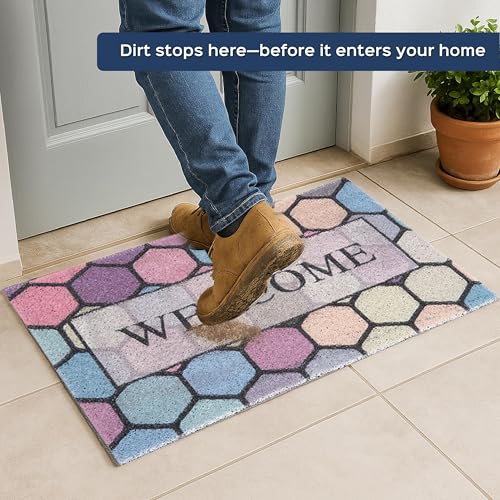 Image of HomeStrap Welcome Door Mat for Home Entrance | Anti Slip Rubber Floor Mat for Home & Office Door | Multicolour