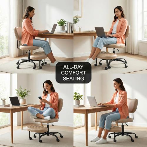 Image of DROGO Meditura Ergonomic Cross Legged Office Chair with 360 Wheels, ADHD Chair for Adults, Meditation Chair, Yoga Office Chair, Comfortable Back Support, 4.7' Adjustable Height & Recline (Brown)