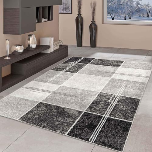 Taracarpet Moderner Kurzflor Designer-Teppich für Wohnzimmer Schlafzimmer und Kinderzimmer Kariert...