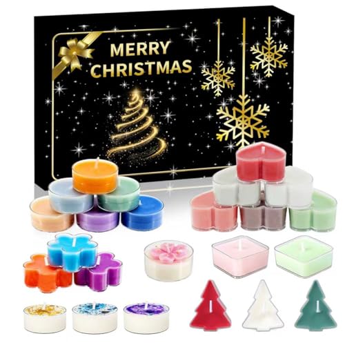 Calendario Adviento Velas, Cuenta Atrás de 24 días Calendario Adviento 2025 Mujer, Velas Perfumadas para Mamá, Esposa, Hermana o Novia (Multi)