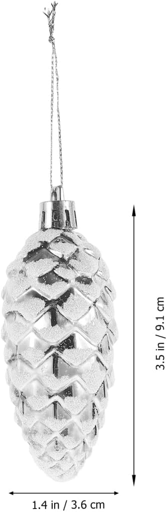Housoutil Christmas Pine Cones Pendant, 10pcs Silver Pinecone Hanging Decors, Xmas Tree Pendants for DIY Crafts Home Seasonal Holiday Wedding Party - Image 4