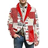 Generisch Chaqueta festiva con estampado de carnaval para fiestas, celebraciones y ropa de noche, rojo, L